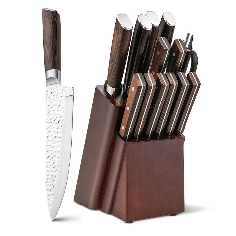 Stainless Steel Knife Block Set with Ergonomic Handle