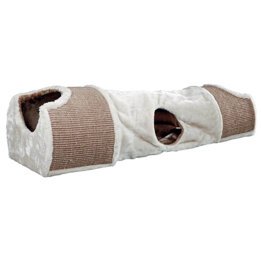 TRIXIE Cuddly Condos with Tunnel : Peek-a-Boo Holes : Sisal Scratching Surface : Light Brown 43004