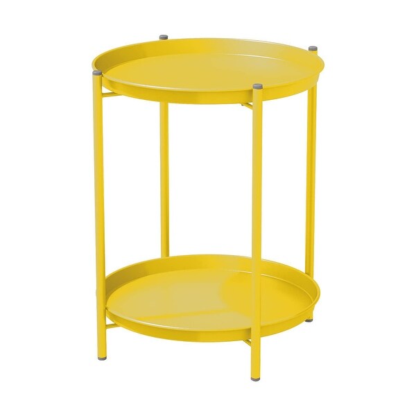 2Tier Metal Round Side Table for Outdoor and Indoor Use