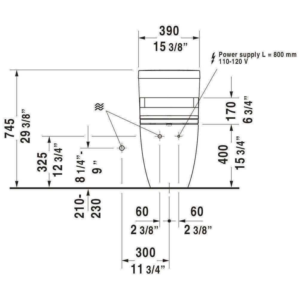 Duravit 1-Piece 0.92 GPF Dual Flush Elongated Toilet in White Seat Not Included 2121510001