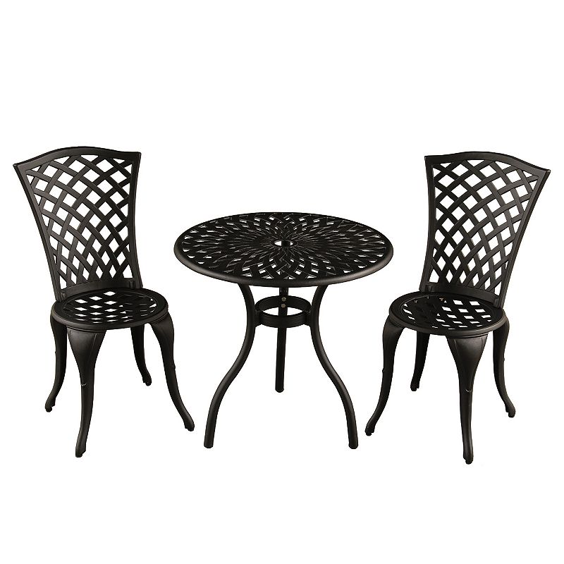 Contemporary Lattice Indoor / Outdoor Chair and Bistro Table 3-piece Set