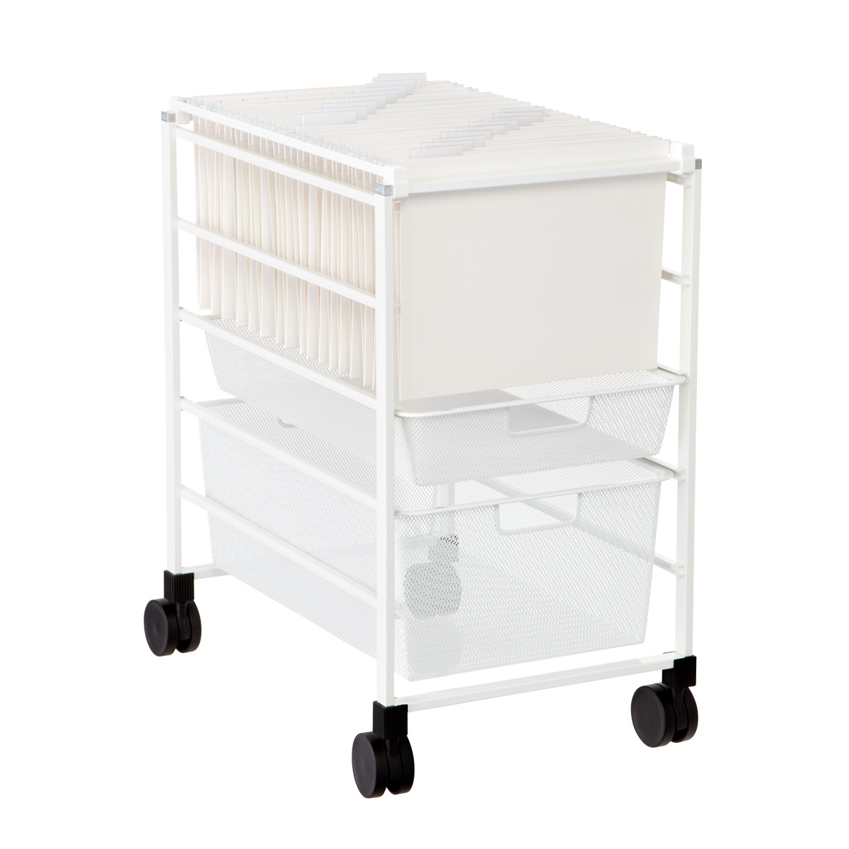 Elfa White Mesh File Carts