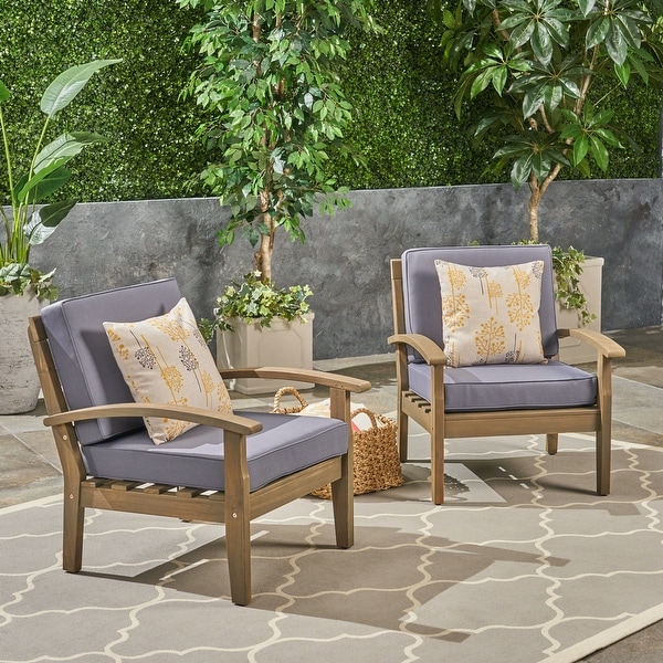 Peyton Outdoor Cushioned Wood Club Chairs (Set of 2) by Christopher Knight Home