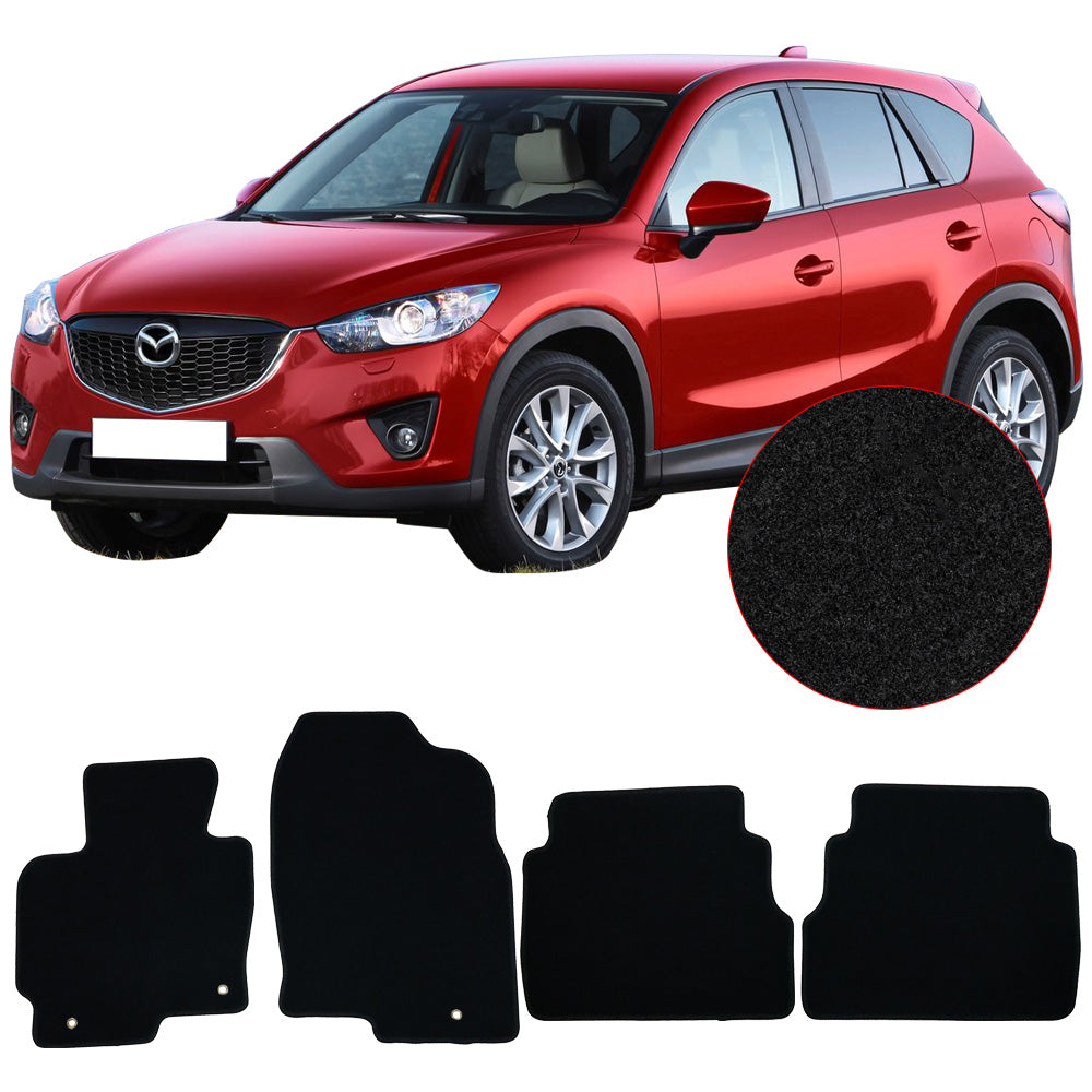 Ikon Motorsports Compatible with 13-16 Mazda CX-5 OE Factory Style Black Nylon Carpet Car Floor Mats Front Rear 4pcs 2013 2014 2015 2016 2017