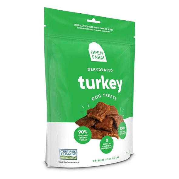 OPEN FARM DEHYDRATED GRAIN FREE TURKEY DOG TREATS;