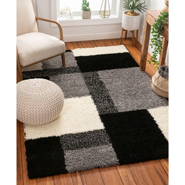 Shag Cubes Modern Geometric Blocks Squares Easy Care Thick Soft Living Room Area Rug