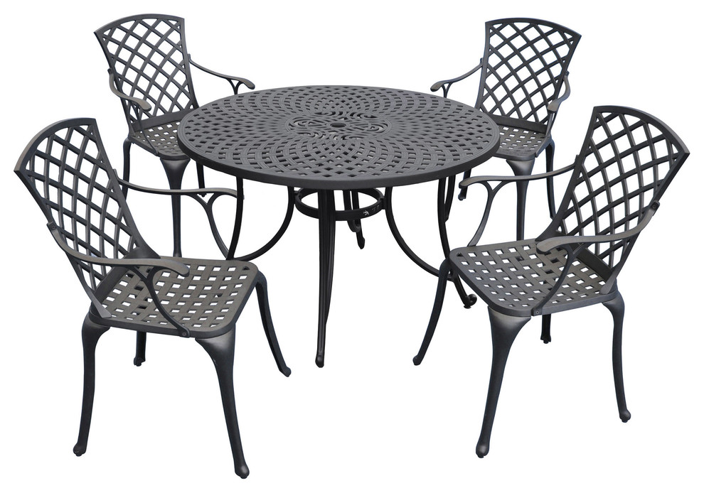 Sedona 5 Piece Cast Aluminum Outdoor Dining Set   Transitional   Outdoor Dining Sets   by Pot Racks Plus  Houzz