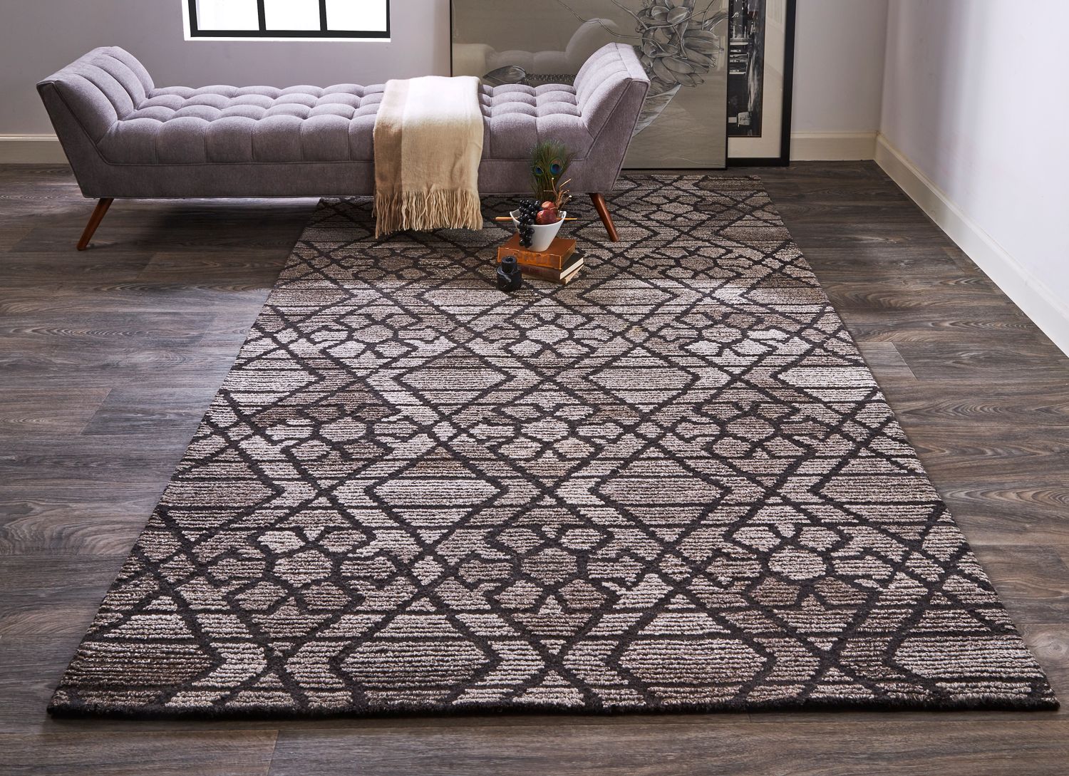 Palatez Hand Tufted Gray and Black Rug by BD Fine