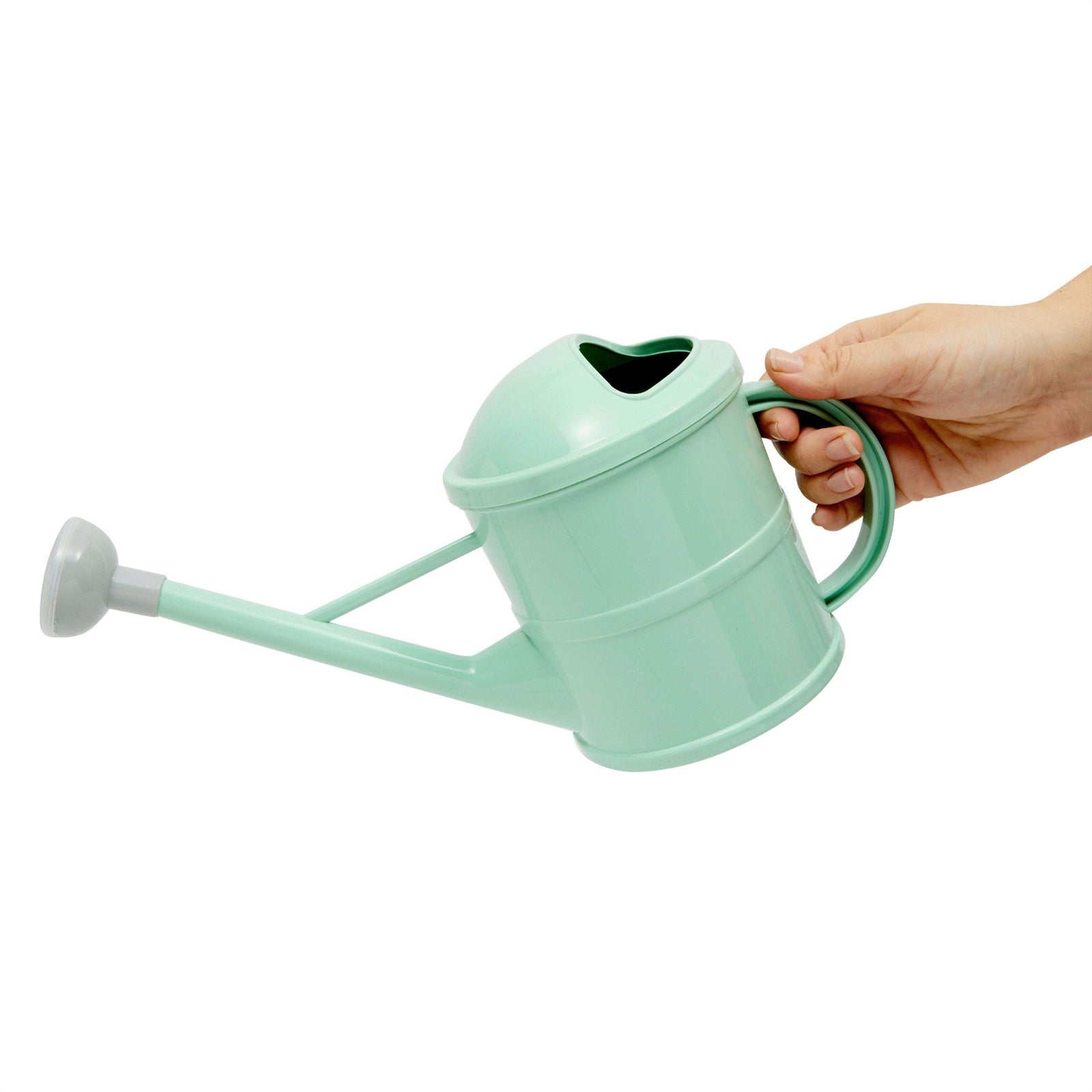 Small Mint Green Plastic Watering Can with Long Spout Sprinkler Head for Garden, Indoor and Outdoor Plants, Flowers, 0.4 Gallon