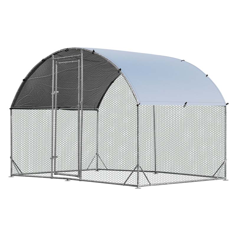 6.2 FT Large Metal Chicken Coop Walk-in Dome Poultry Cage Hen Run House Rabbits Habitat Cage with Cover