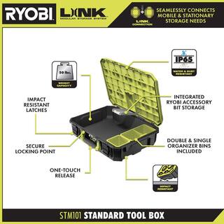 RYOBI LINK Rolling Tool Box with LINK Medium Tool Box and LINK Standard Tool Box STM201-STM102-STM101