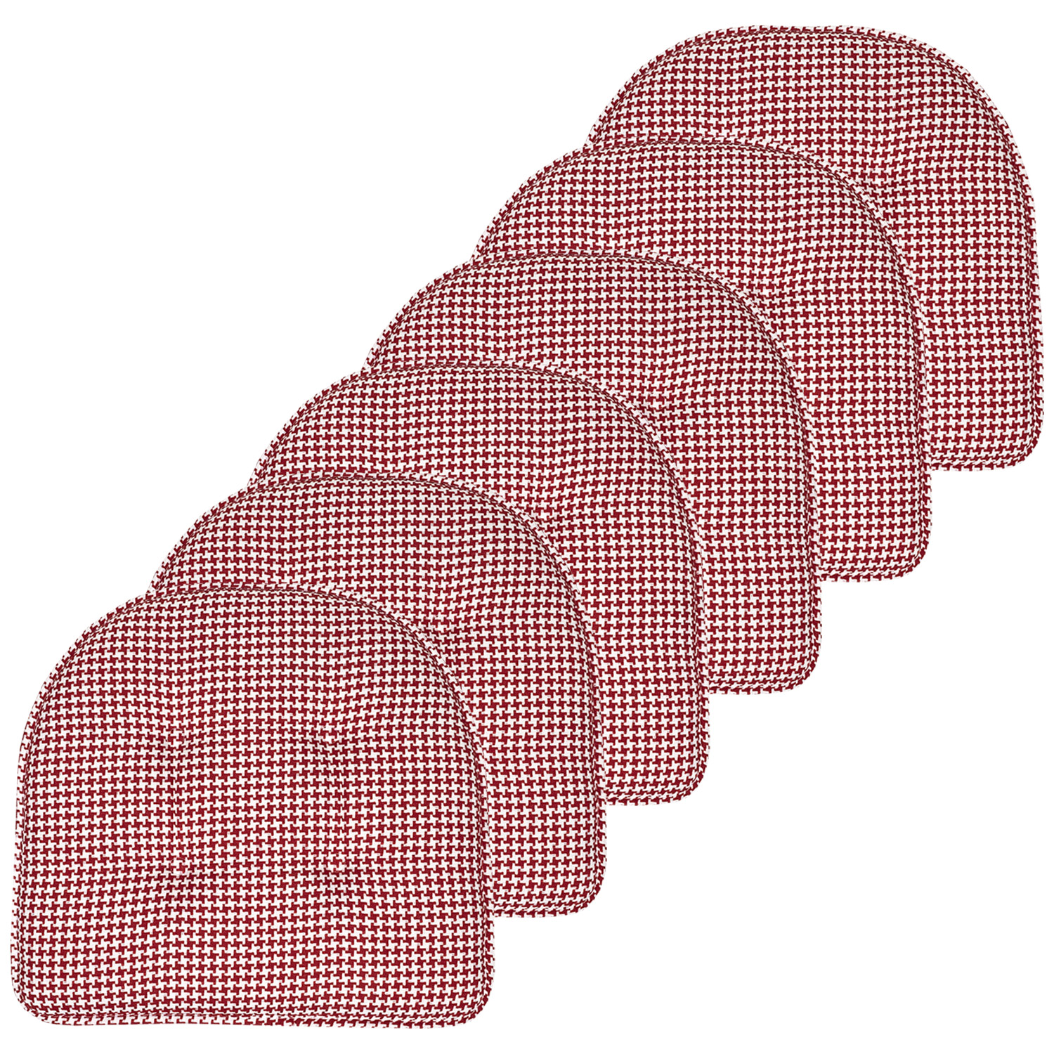 Houndstooth U-Shaped 16 x 17 Memory Foam Chair Pad Red 6 Pack