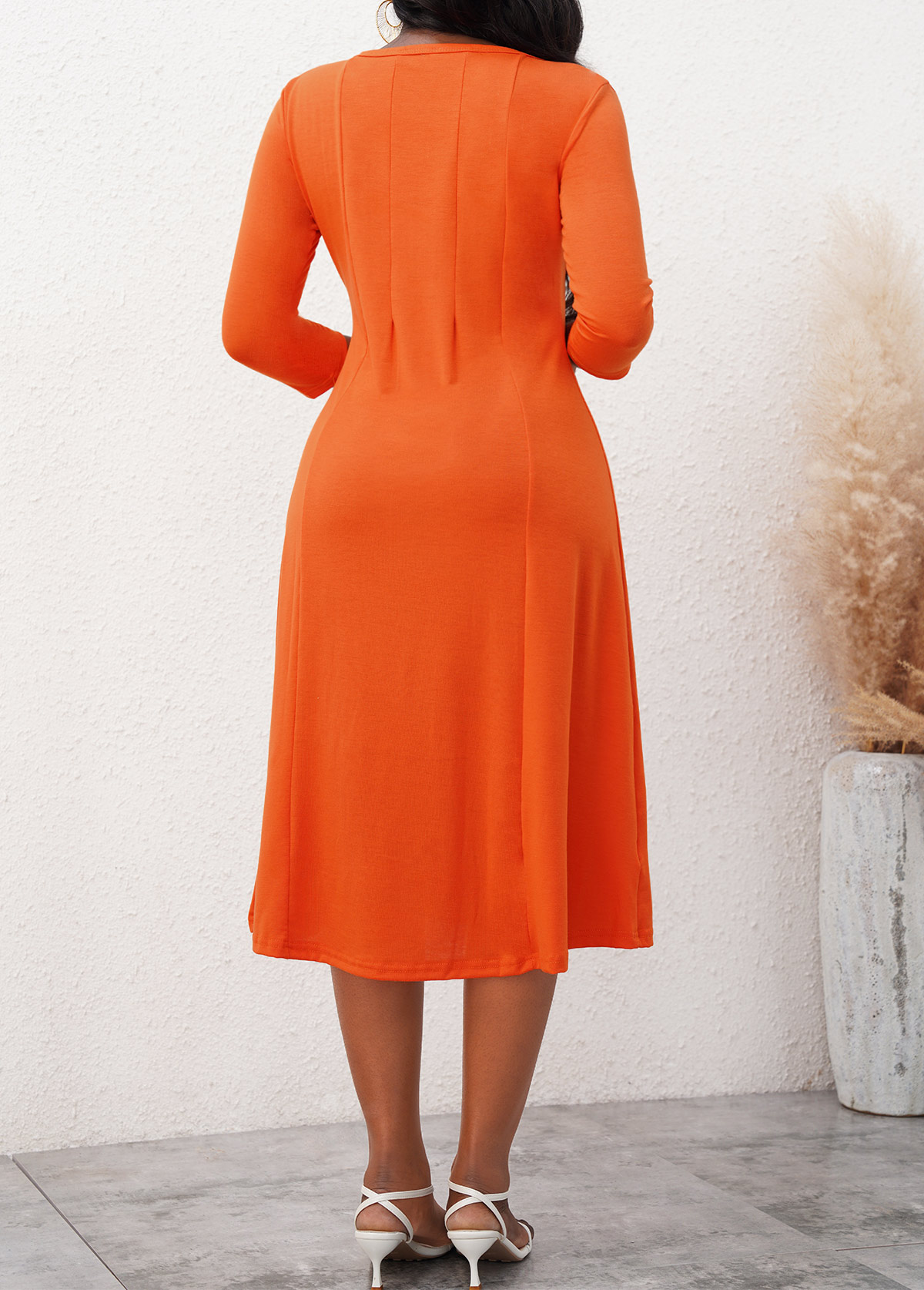 3/4 Sleeve Round Neck Dress