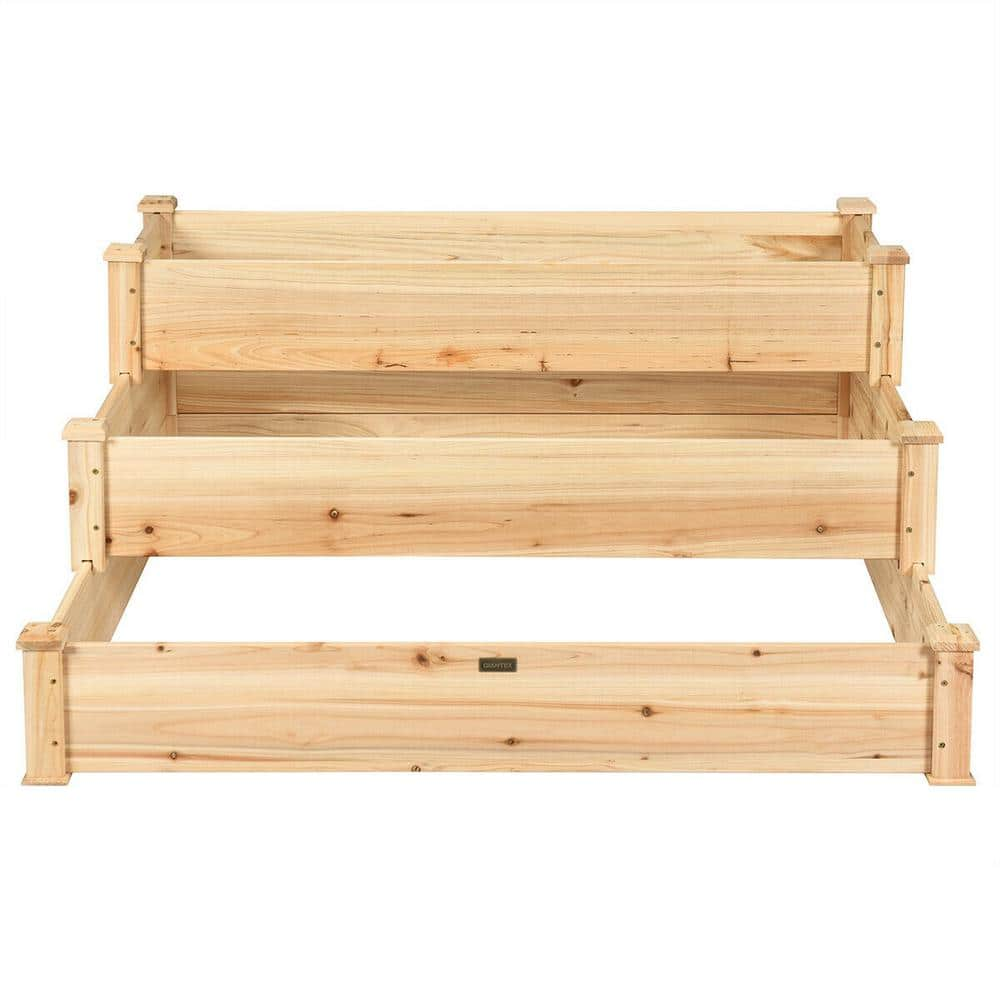 WELLFOR 3 Tier Natural Fir Wood Raised Bed GT-HPY-3530