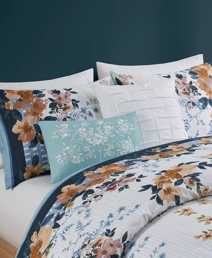 Madison Park Jules Cotton Floral 5-Pc. Comforter Set， Full Queen