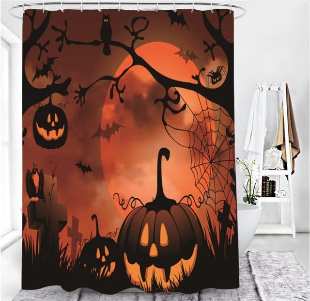 Skull Print Shower Curtain, Bath Mat, Toilet Lid Cover Or Bathroom Carpet