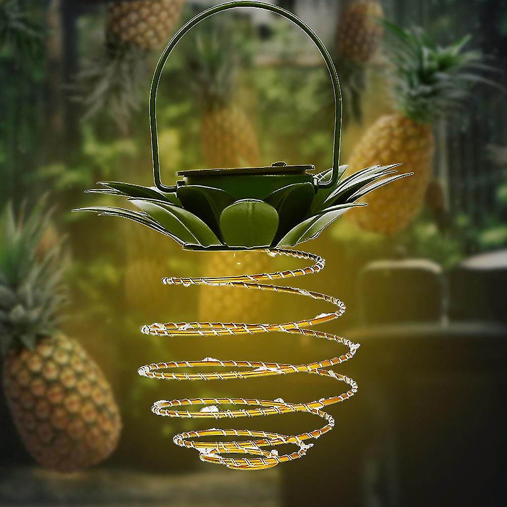 Miman 2 Pack Solar Light 60 Led Pineapple Hanging Lantern For Trees Balcony Party Decor