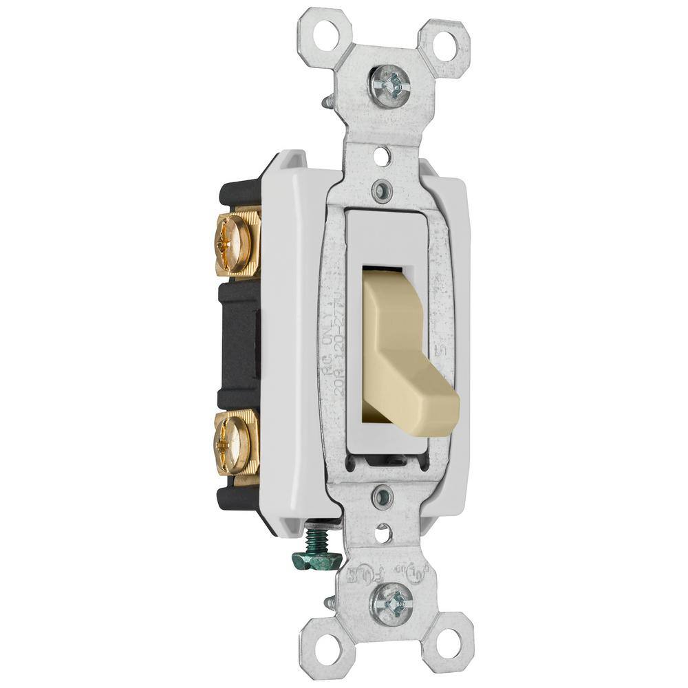 Legrand Pass and Seymour 20 Amp 3-Way Commercial Grade Backwire Toggle Switch Ivory CSB20AC3ICC8