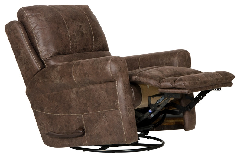 Graves Swivel Glider Recliner in Brown Polyester Fabric   Transitional   Recliner Chairs   by Homesquare  Houzz