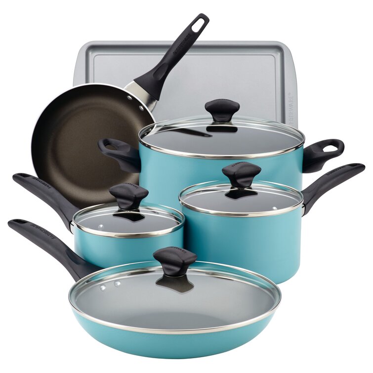 Farberware Dishwasher Safe Aluminum Nonstick Cookware Set, 15-Piece