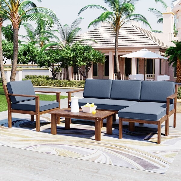 4Piece Wood Patio Conversation Set