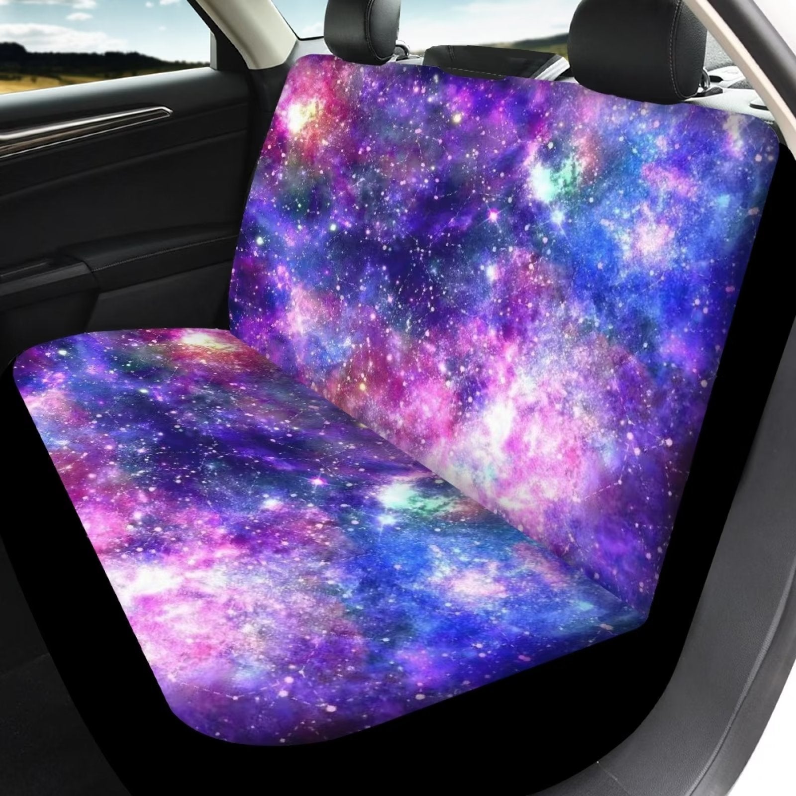 Diaonm Cosmic Starry Sky Car Seat Cover for Car SUV Van Truck Full Interior Protection Auto Accessory Gift Set， 4pcs Front Rear Seat Cover ，Stylish Auto Accessiores