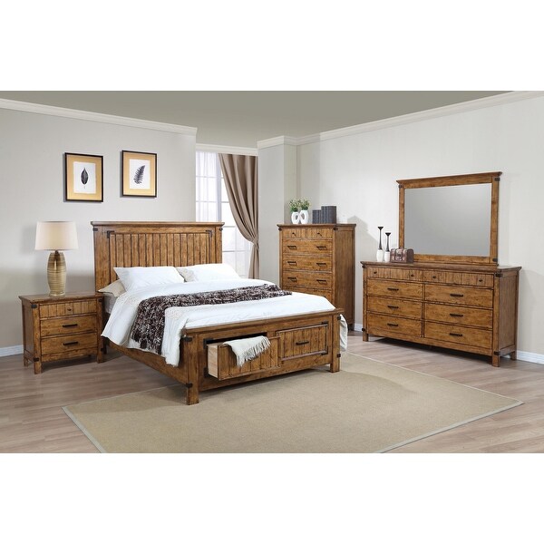 Dalton Rustic Honey 4-piece Storage Bedroom Set - - 33987945