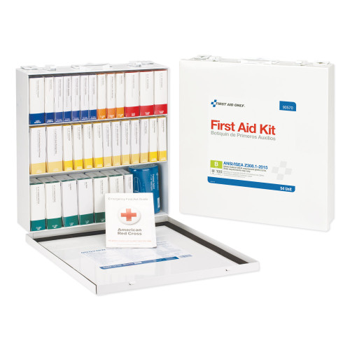 First Aid Only Unitized ANSI 2015 Compliant Class B Type III First Aid Kit for 100 People， 217 Pieces， Metal Case (90570)