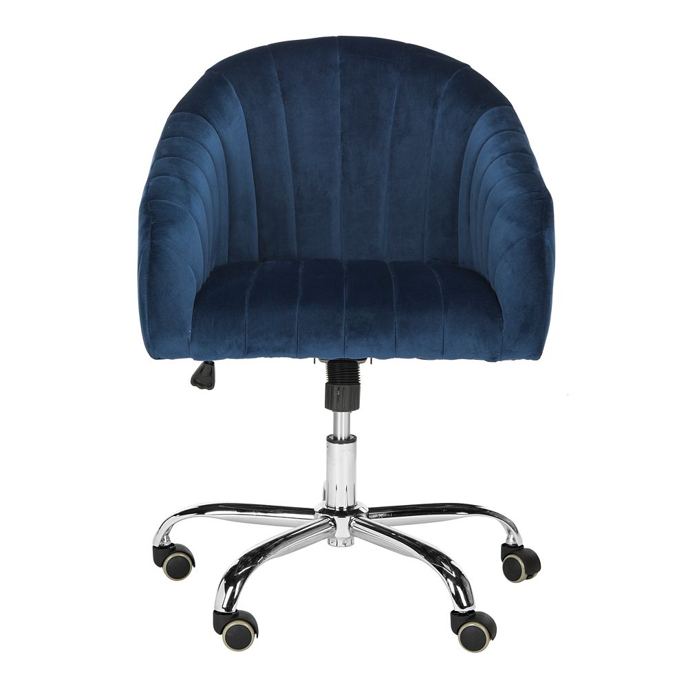 Safavieh Themis Blue Velvet Chrome Leg Swivel Office Chair