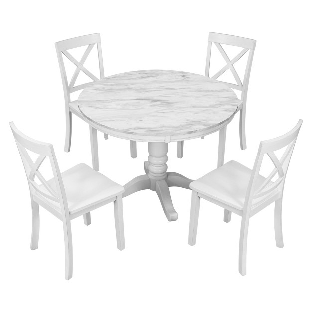 5 piece Solid Wood Dining Table And Chairs Set White Modernluxe