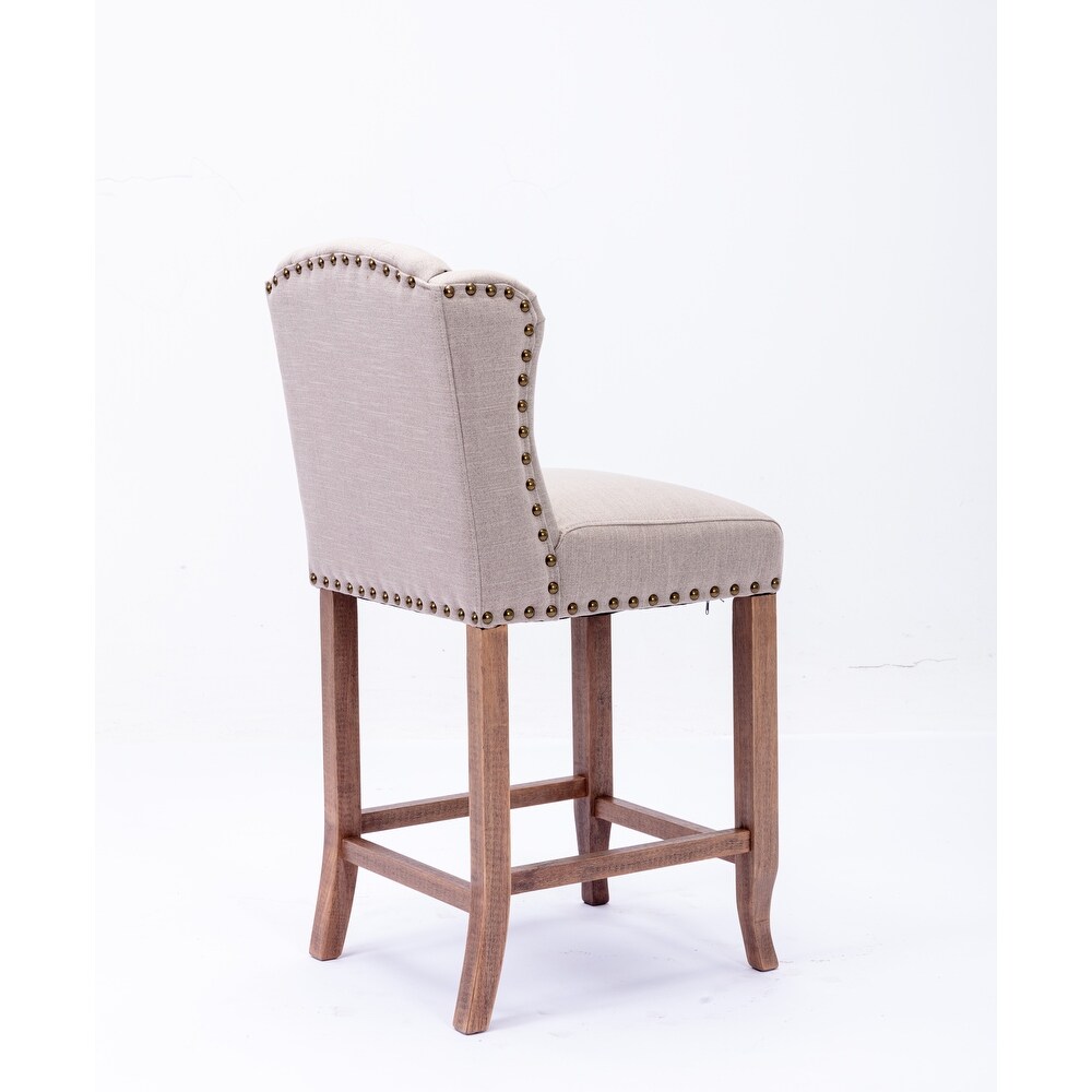 Bar Chairs with Tufted Upholstered Set of 2