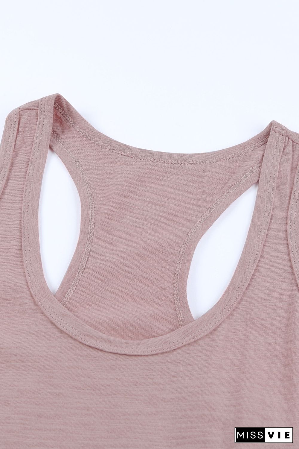 Pink Scoop Neck Basic Solid Tank Top