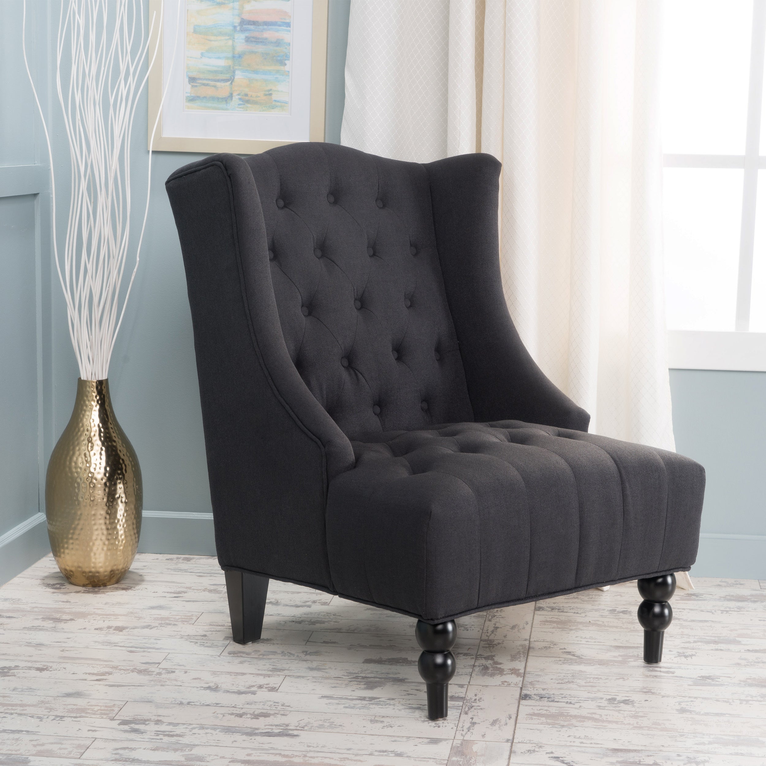 Clarice Fabric High Back Wingback  Accent Chair