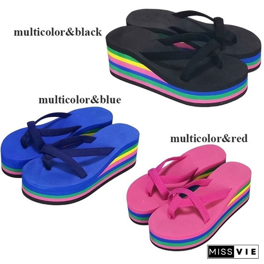 7 Colors Fashion Women Summer Casual Flip Flops Beach Slippers Sandals Summer Wedge Sandals Shoes