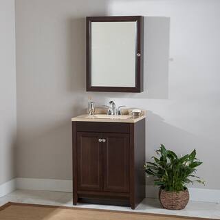 Glacier Bay Delridge 24.5 in. W x 18.8 in. D x 35.4 in. H Freestanding Bath Vanity in Chocolate with Caramel Cultured Marble Top MVC24P2-CH