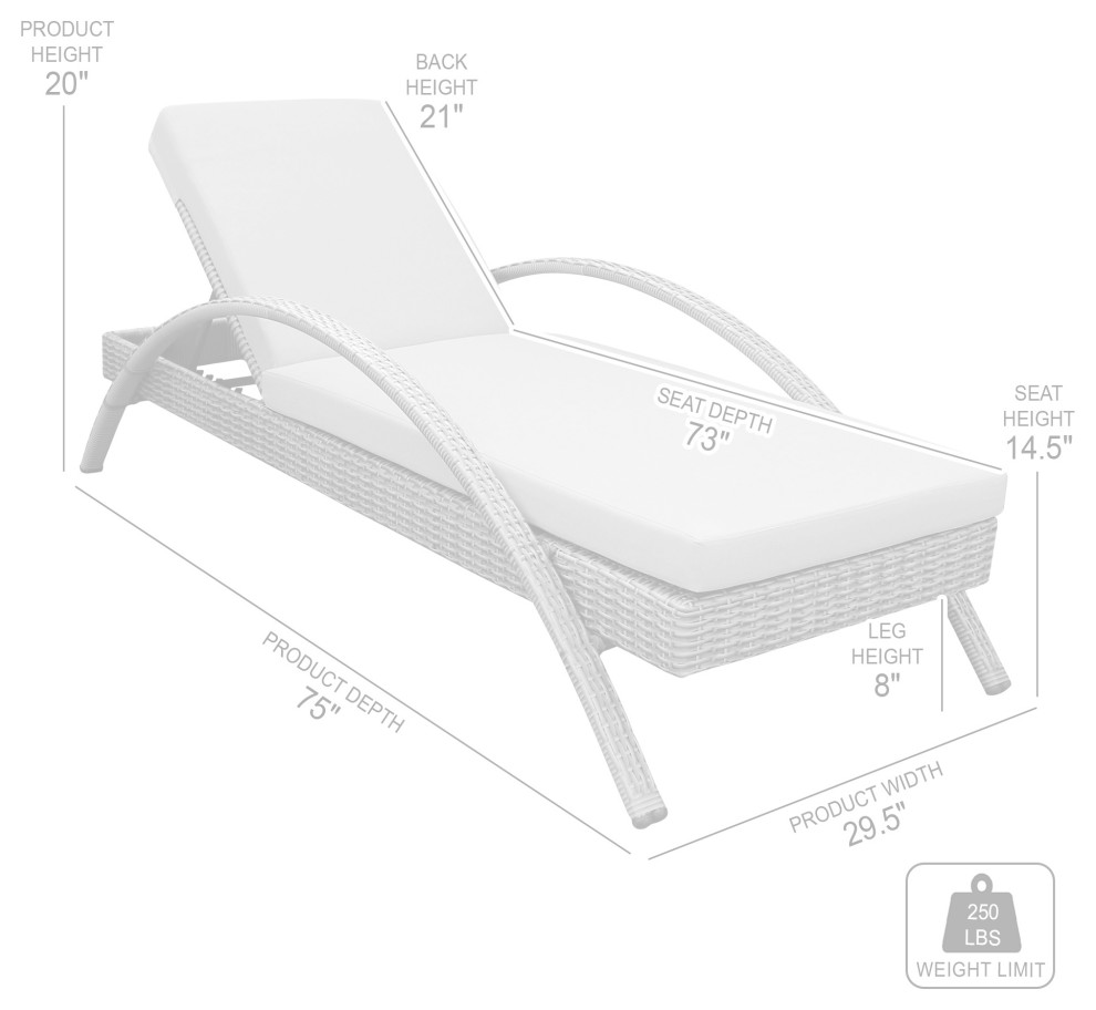 Aloha Adjustable Patio Outdoor Chaise Lounge Chair  Wicker and Cushions   Tropical   Outdoor Chaise Lounges   by Armen Living  Houzz