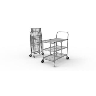 Luxor 33.75 in. x 19.5 in. 3-Shelf Collapsible Wire Utility Cart in Silver WSCC-3