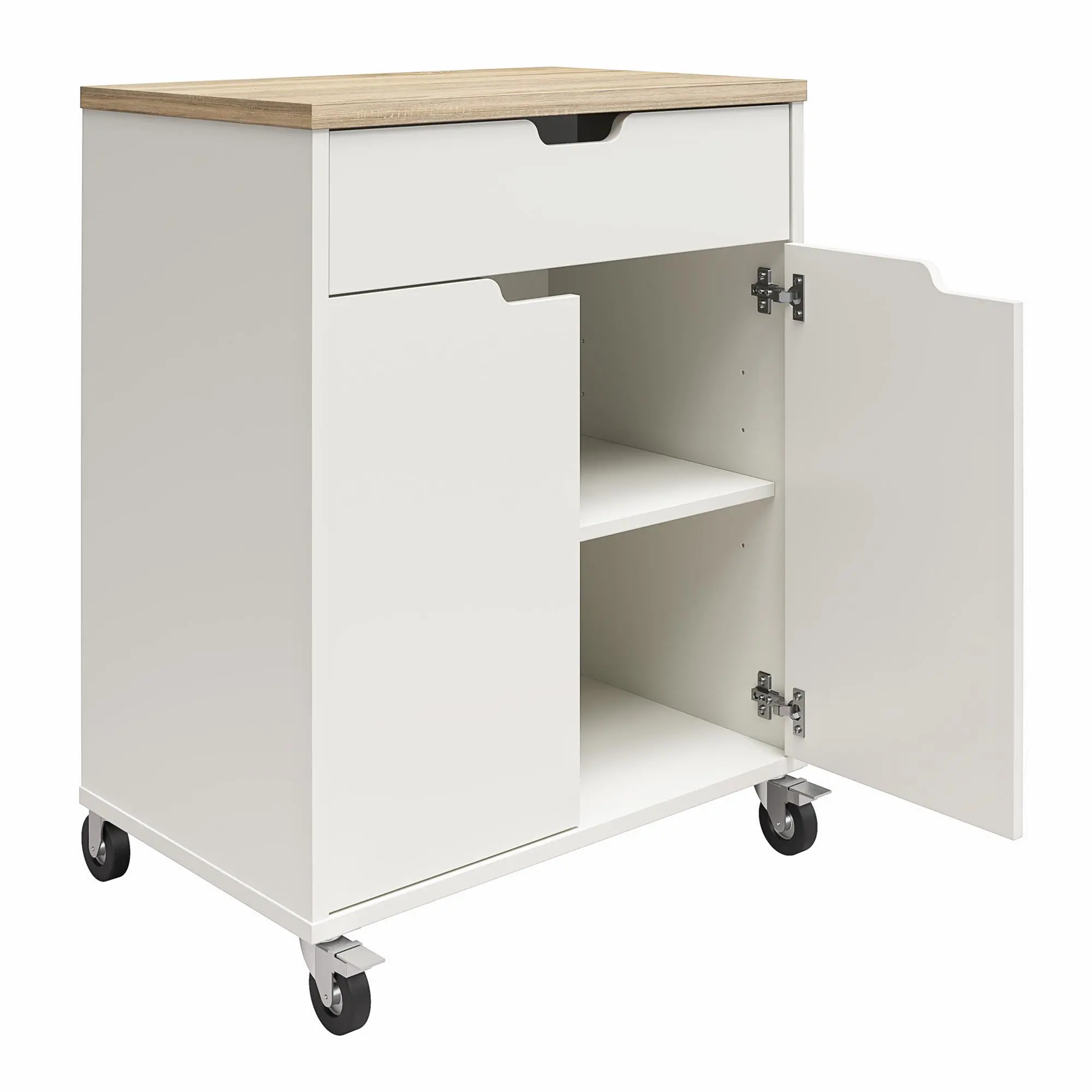 Versa White 2 Door and 1 Drawer Storage Cart