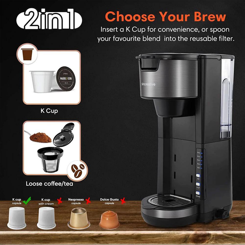 sincreative 1- Cup Red Single Serve Coffee Maker Cappuccino Machine with Milk Frother KCM207RD