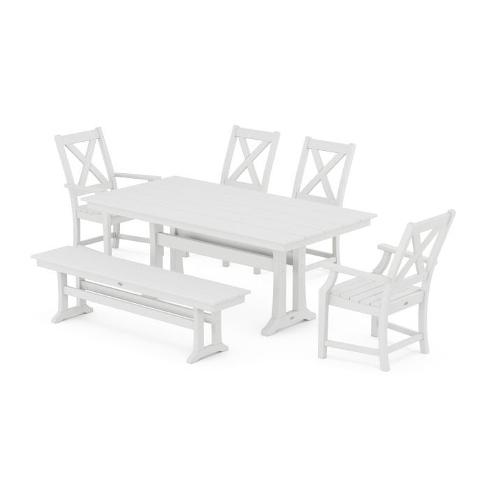 Polywood Braxton 6-Piece Farmhouse Dining Set With Trestle Legs PWS994-1