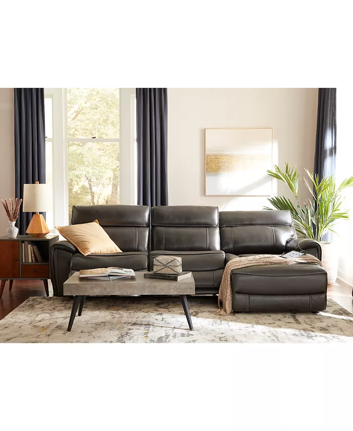 Furniture Hutchenson 119.5 5-Pc. Leather Sectional with 2 Power Recliners