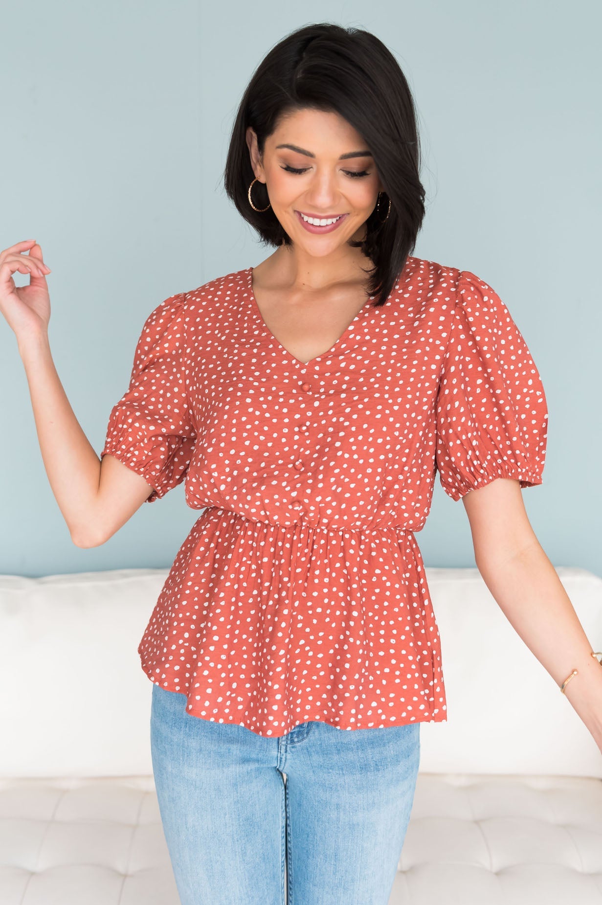 Cheer Found Me Modest Peplum Blouse