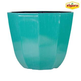 Vigoro 16 in. Lucinda Large Aqua Plastic Planter (16 in. D x 13 in. H) with Drainage Hole PS00457N-16M2