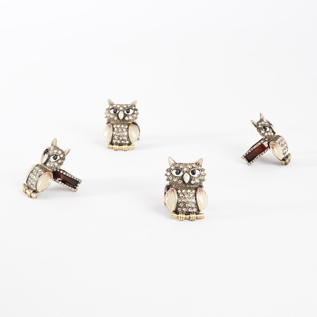 Saro Lifestyle Owl Napkin Ring Bronze set Of 4