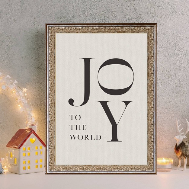 X 10 quot Joy To The World Antique Silver gold Frame Wall Canvas Petal Lane