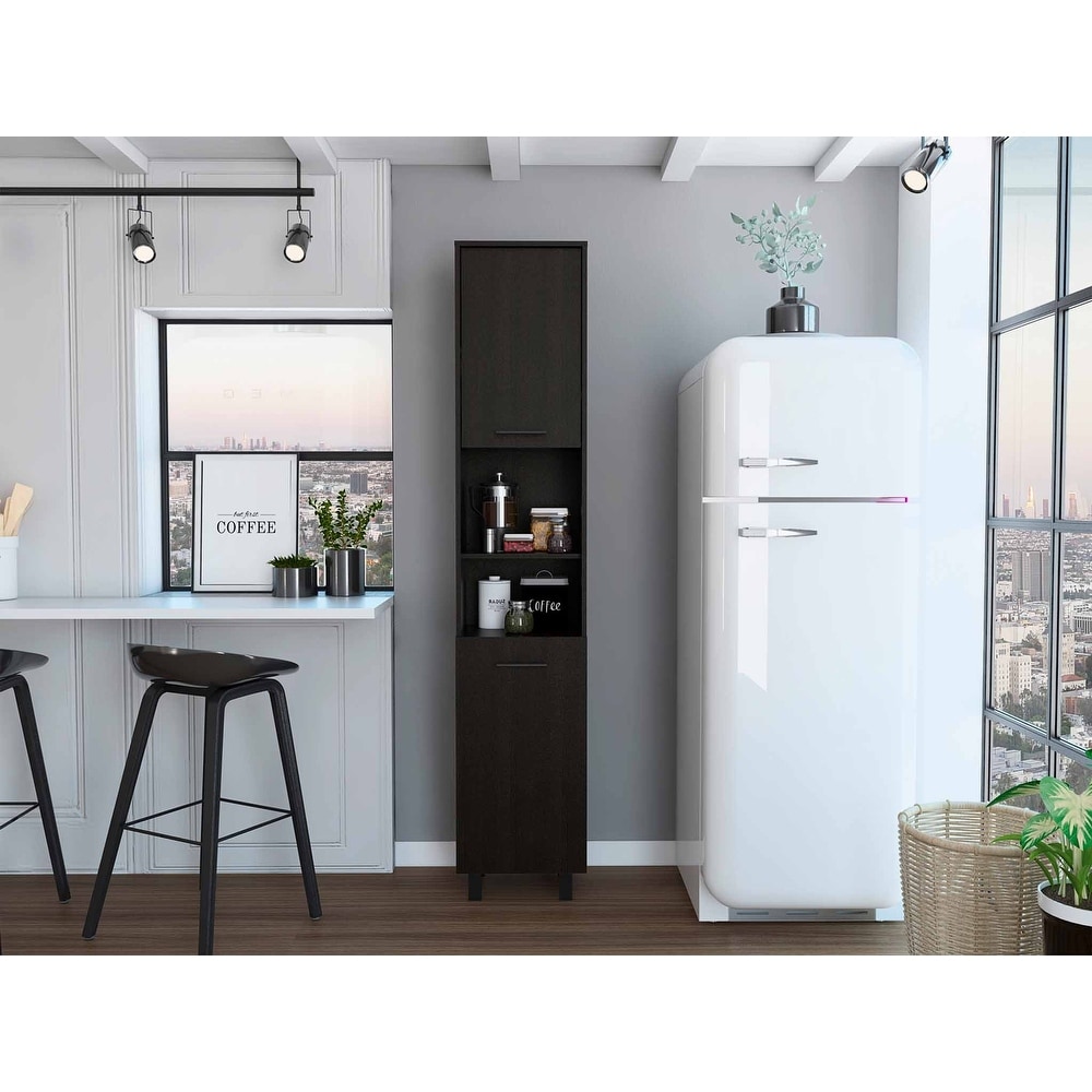 Black Sleek and Tall Pantry Cabinet