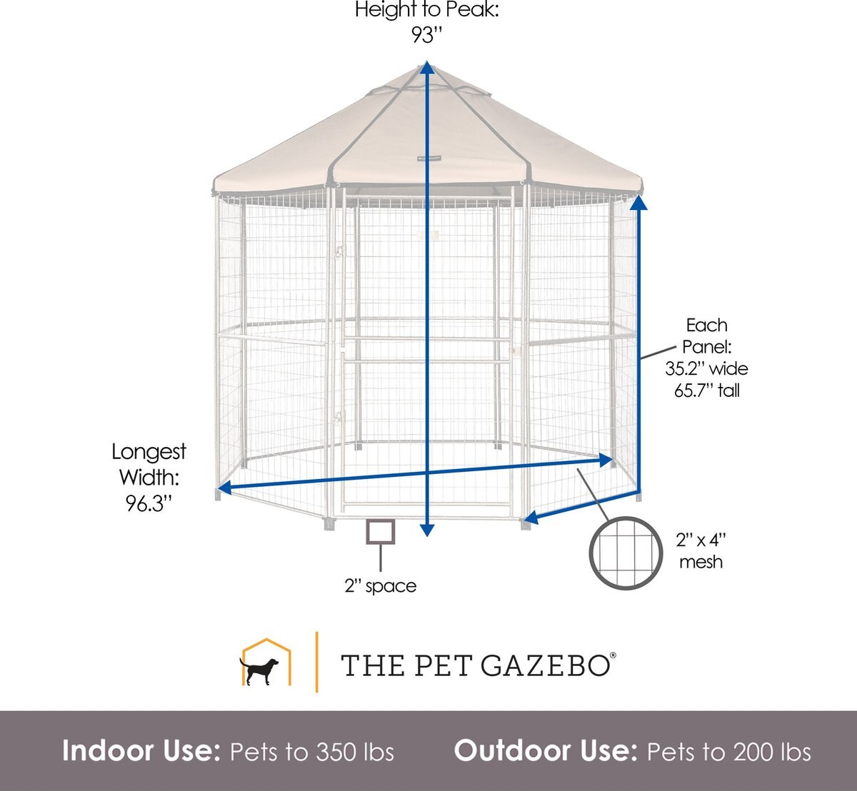 Win World Pet Gazebo Dog Kennel， Earth Taupe， 8-ft