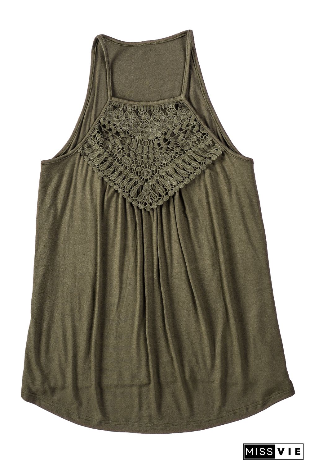 Green Crochet Lace Detail Tank Top