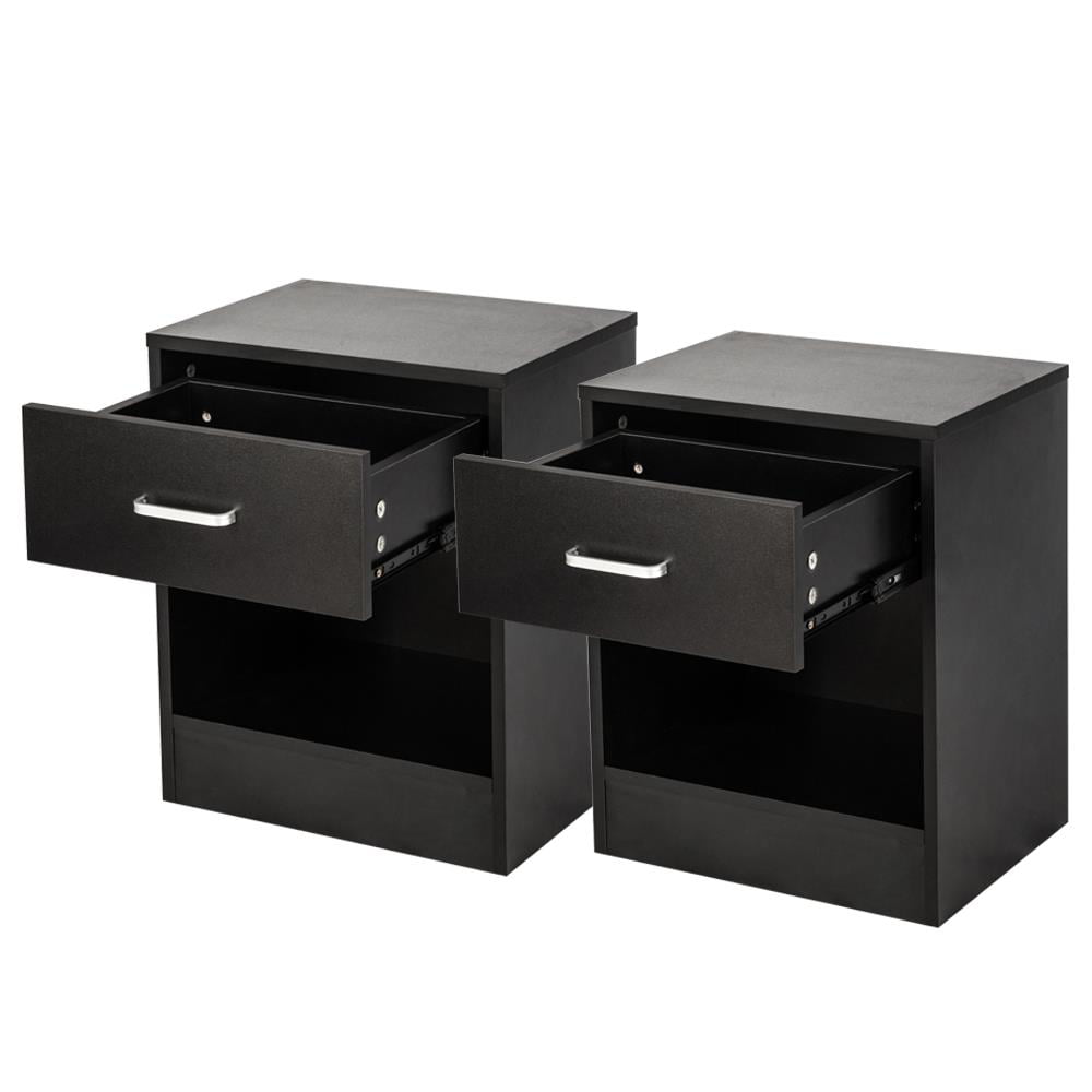 Winado Set of 2 Nightstand End Tables with Drawer Black