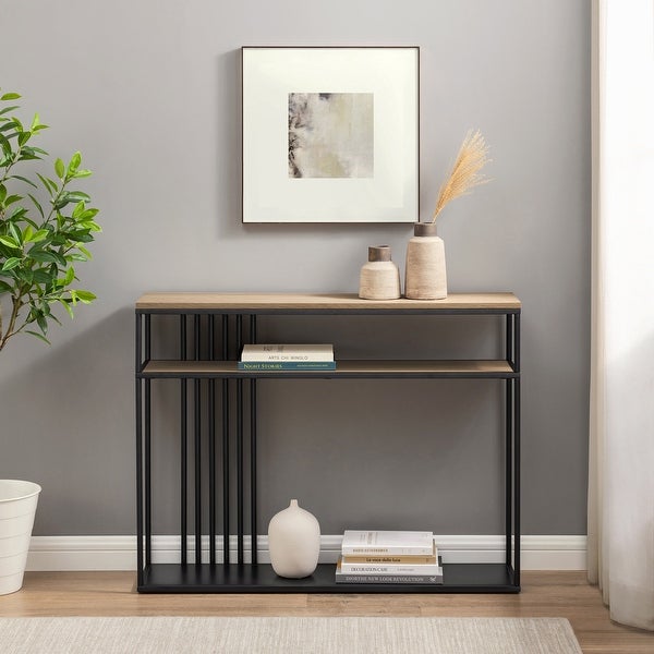 Middlebrook Contemporary Slatted-Metal Entry Table